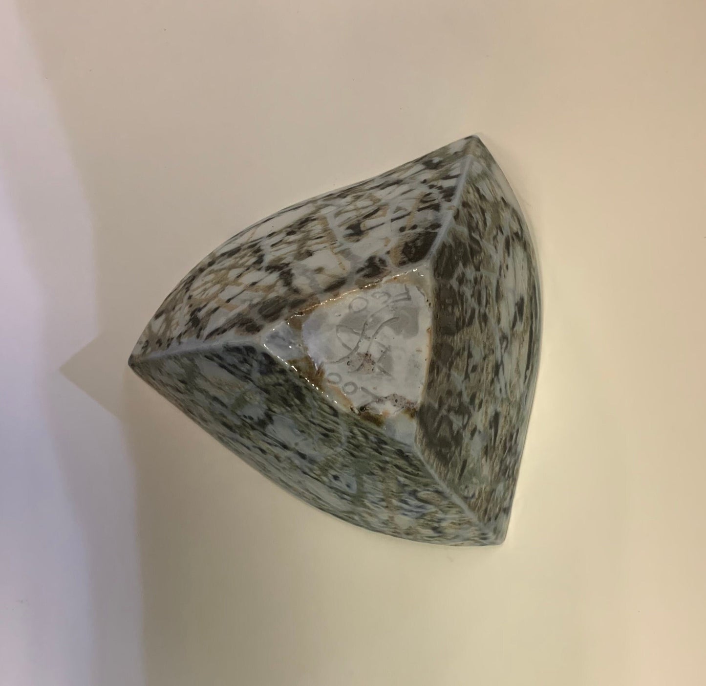 Handmade Triangular Art Bowl - Geometric Ceramic - Jewelry Catch-all - Mid Century Art Pottery