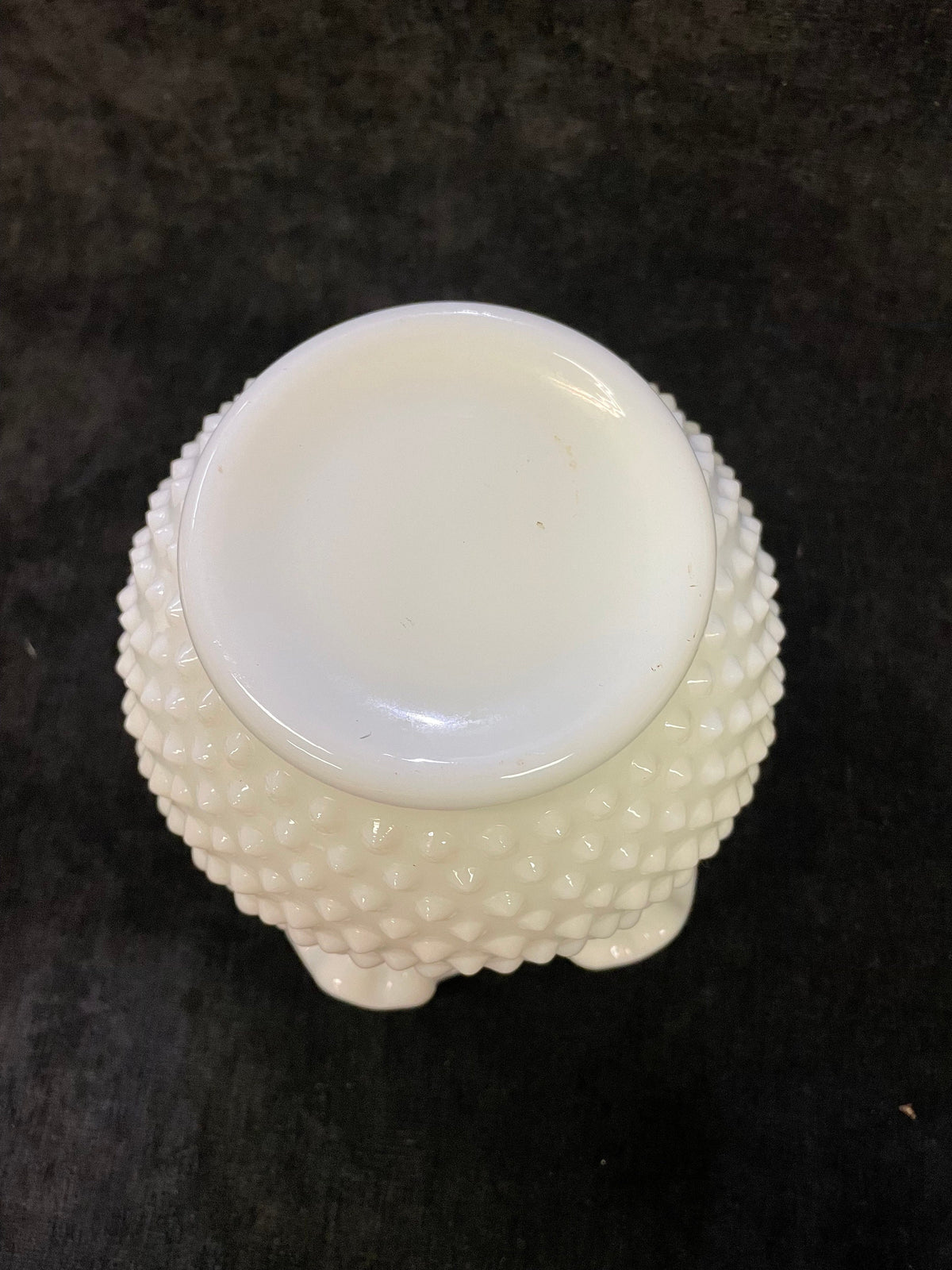 Fenton Milk Glass Vase - Double Ruffle White Hobnail Ball Vase
