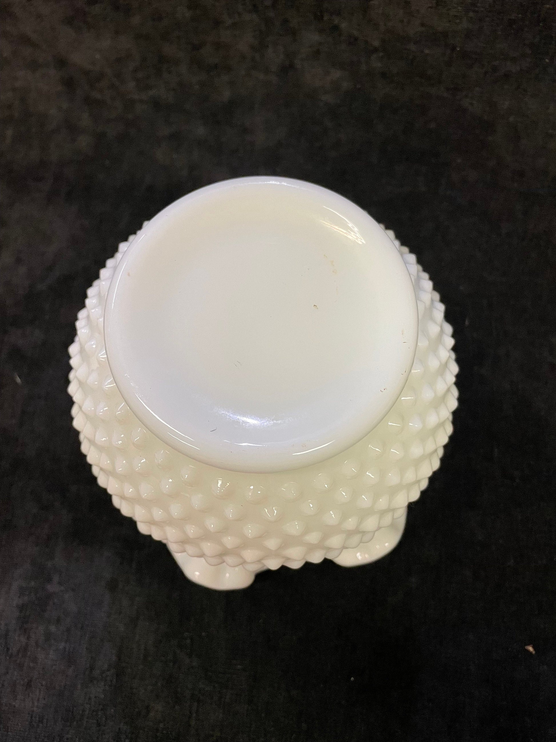 Fenton Milk Glass Vase - Double Ruffle White Hobnail Ball Vase