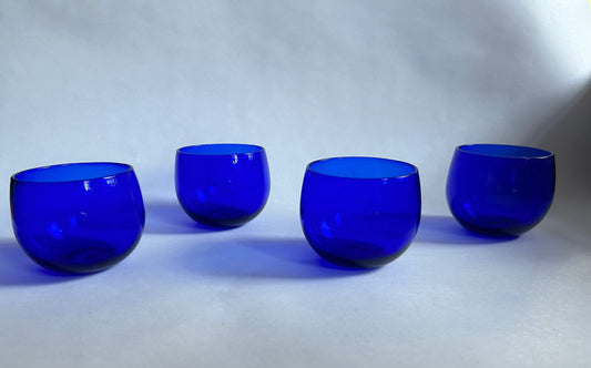 Libbey Cobalt Blue 6 oz Elegant Rounded Bottom Glassware - 1950s Roly Poly - 1 Avaliable
