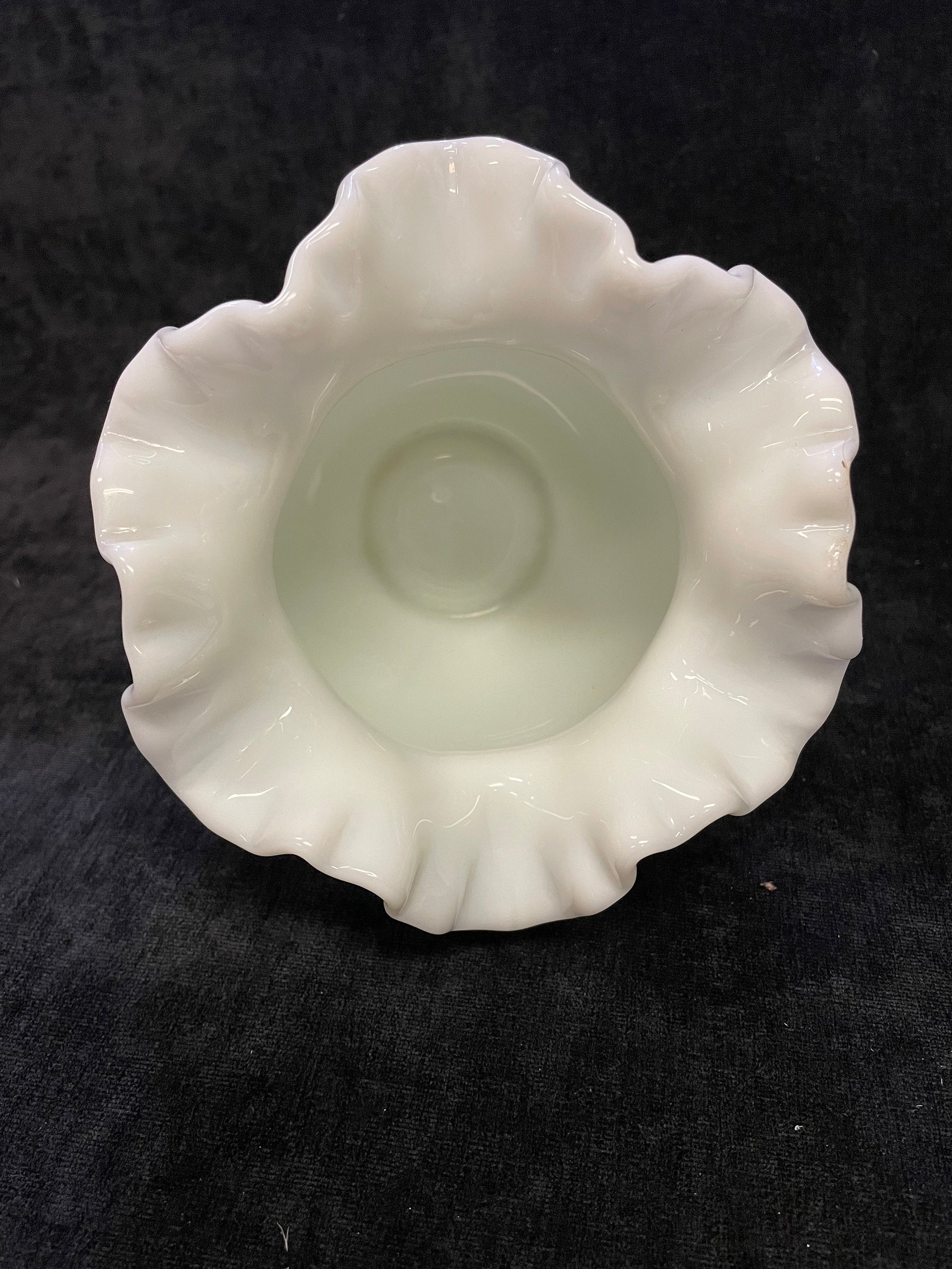 Fenton Milk Glass Vase - Double Ruffle White Hobnail Ball Vase