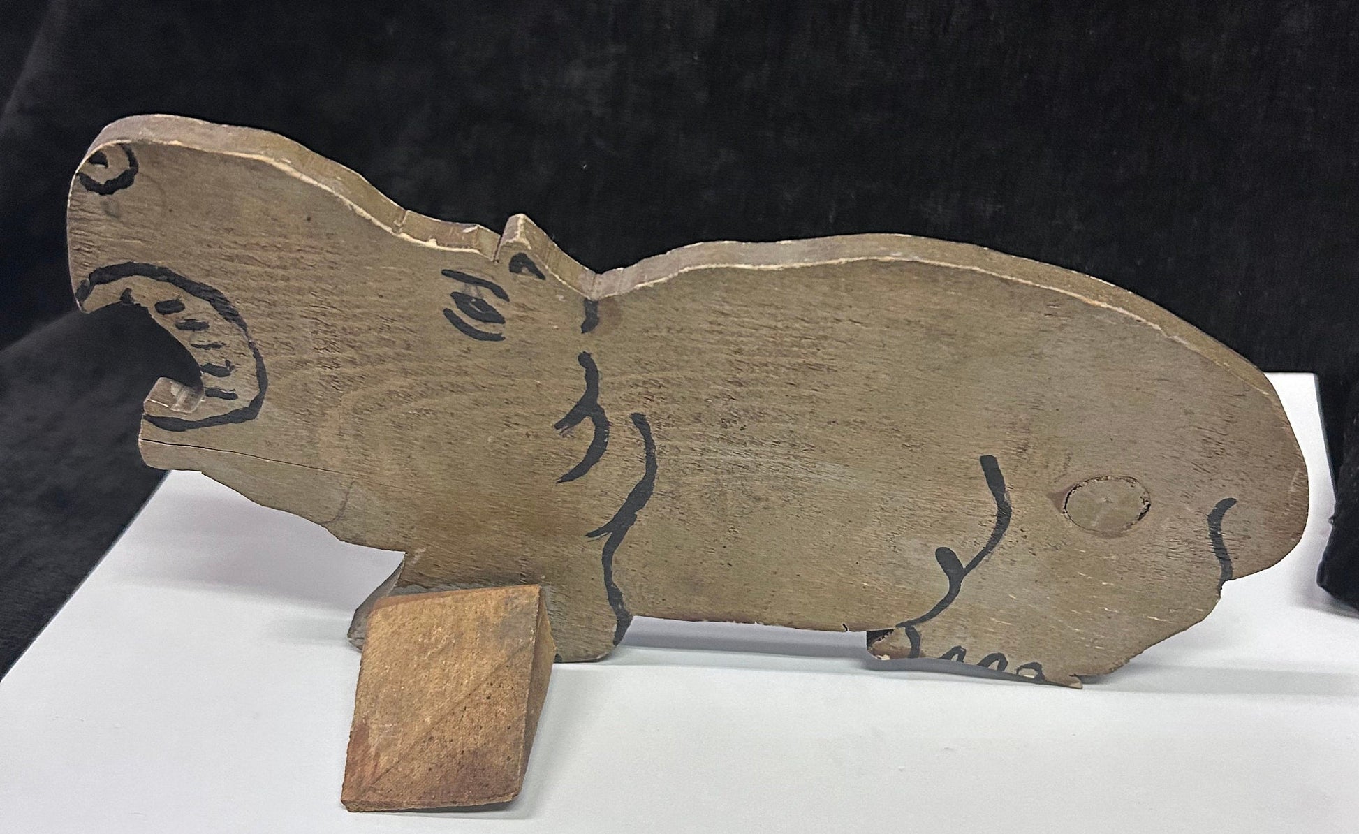 Hand Crafted Wooden Hippopotamus - Tramp Art Hippo - Fun Wood Sculpture