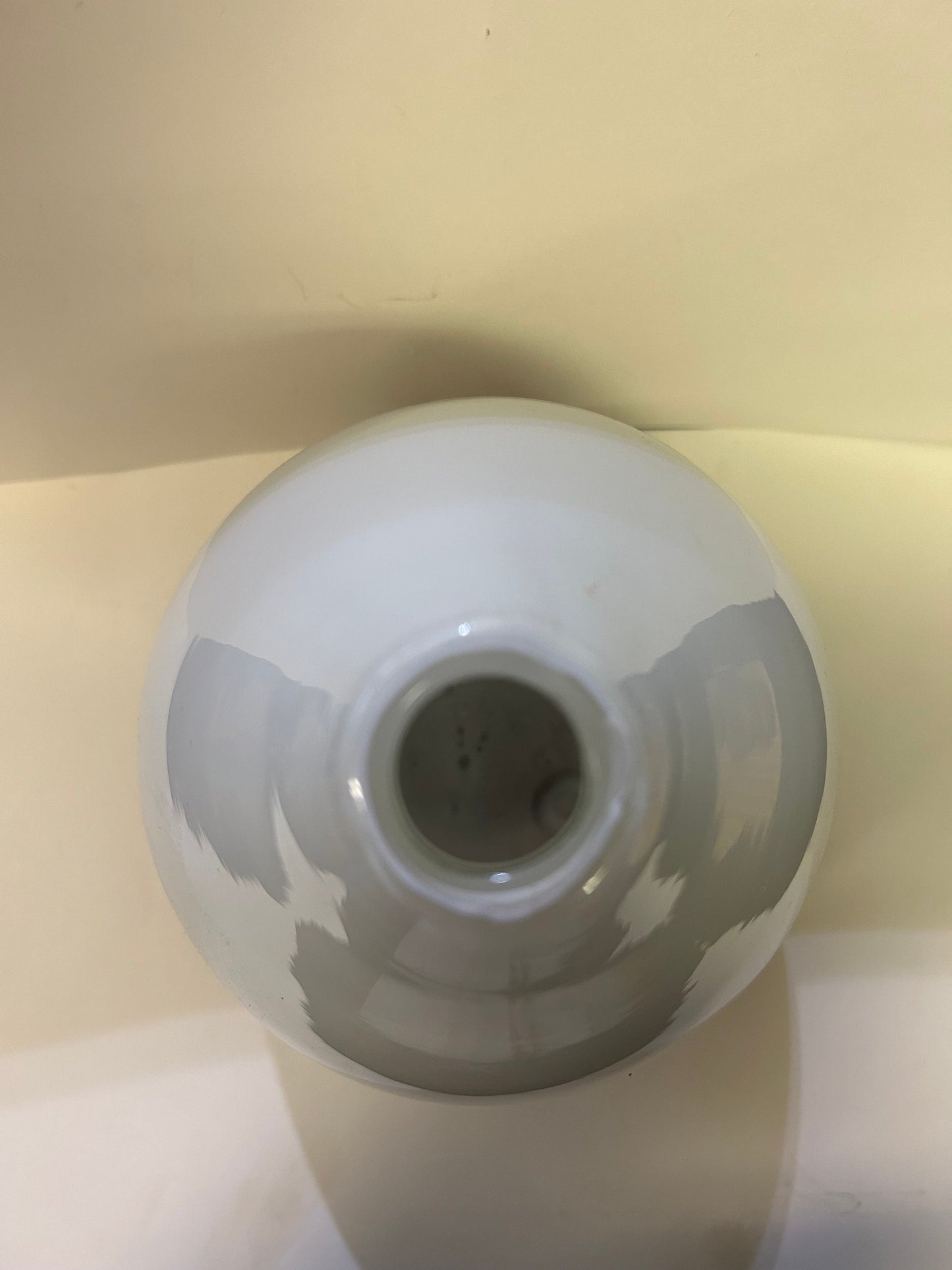 Mouthblown Glass Vase With Mottled Brown Base moving up to a slender White Top- Vintage 1970s