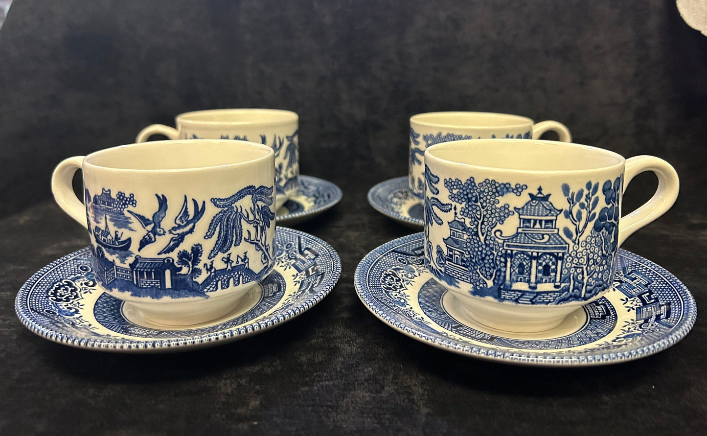 Blue Willow by Churchill - Coffee Cup with Saucer Set - Churchill Made in England - Sold in Sets of 2