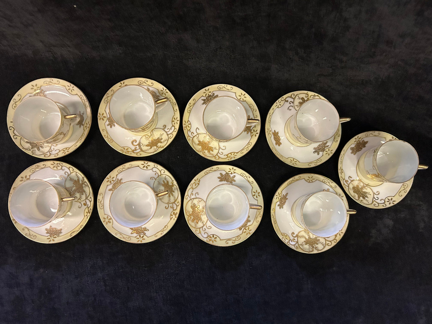 Japanese Demitasse Espresso Cup and Saucer - Egg Shell Porcelain - Red Made in Japan Mark - Dainty Liquor Cup - 9 sold individually