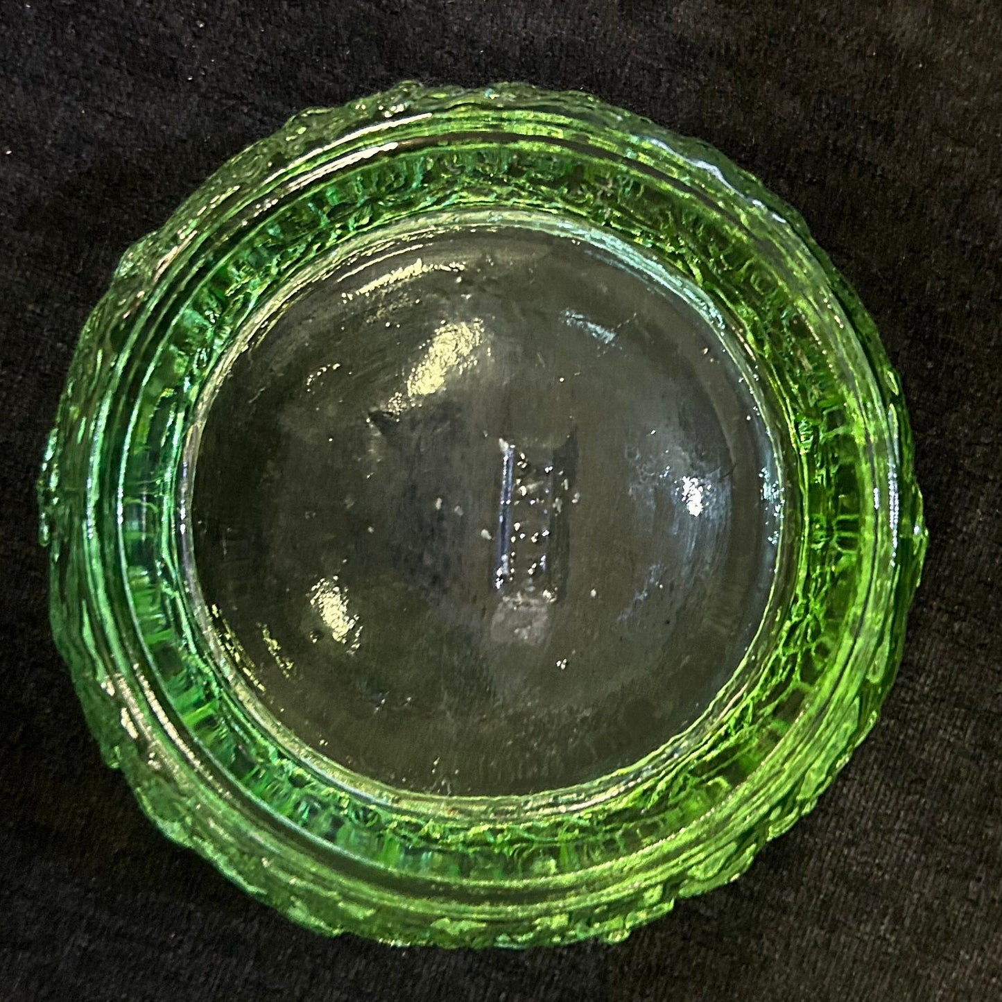 Avon Green Embossed Glass Candle Holder - Candle Holder with Depression Glass Look - Avon Collectible