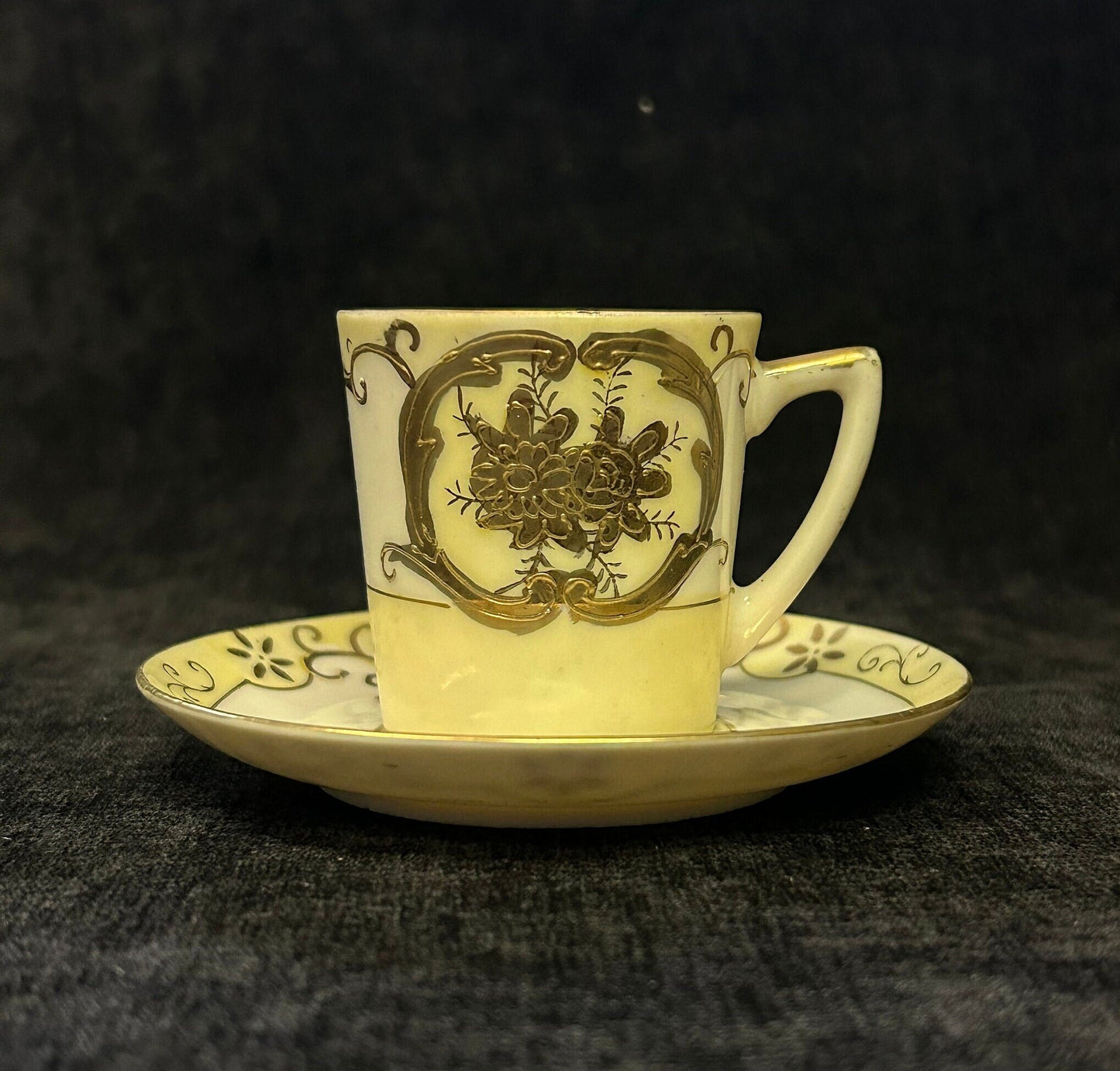 Japanese Demitasse Espresso Cup and Saucer - Egg Shell Porcelain - Red Made in Japan Mark - Dainty Liquor Cup - 9 sold individually