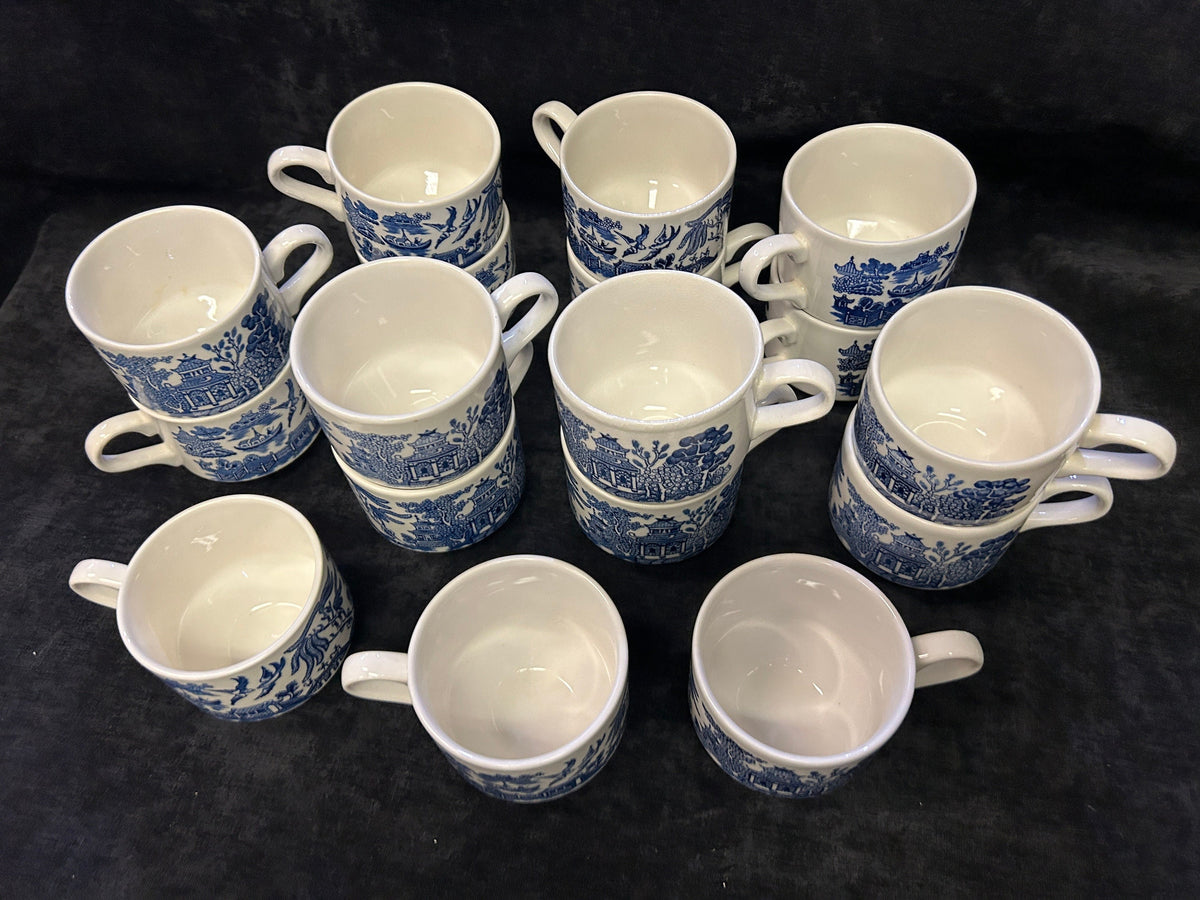 Churchill Blue Willow Cups - Marked on base Churchill England