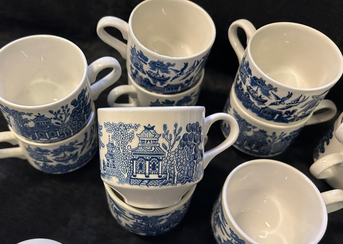 Churchill Blue Willow Cups - Marked on base Churchill England