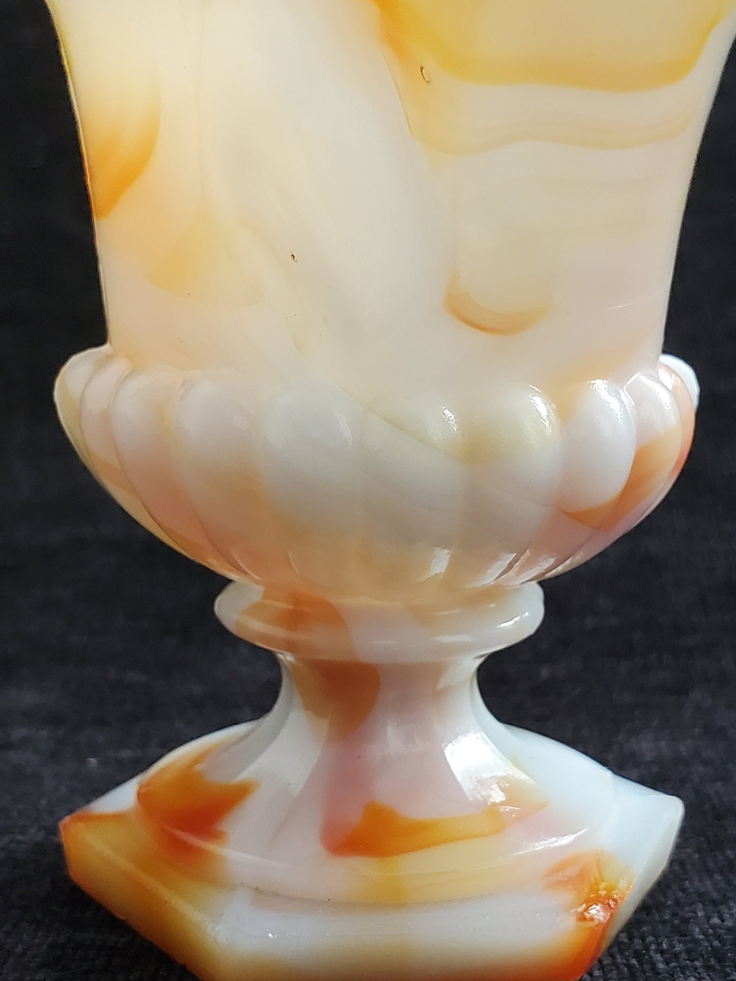 Slag Glass White/Orange Tiny Urn Shaped Container