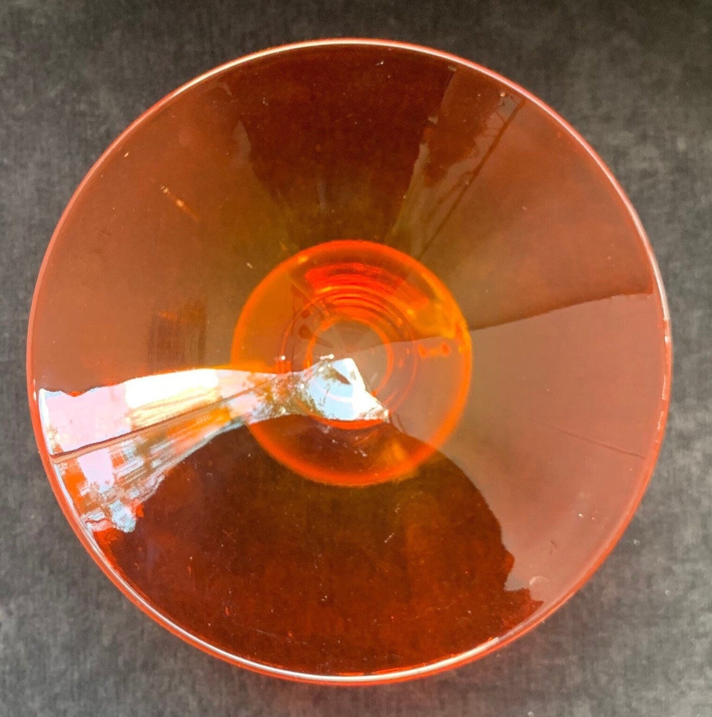 Red and yellow Glass,  Flambe Dish, Flambe Pedestal Candy Dish, Mid Century Modern