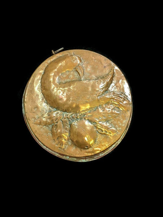 Hand Hammered Large Copper Food Mold With Duck And Fruit Design - Vintage 1800s