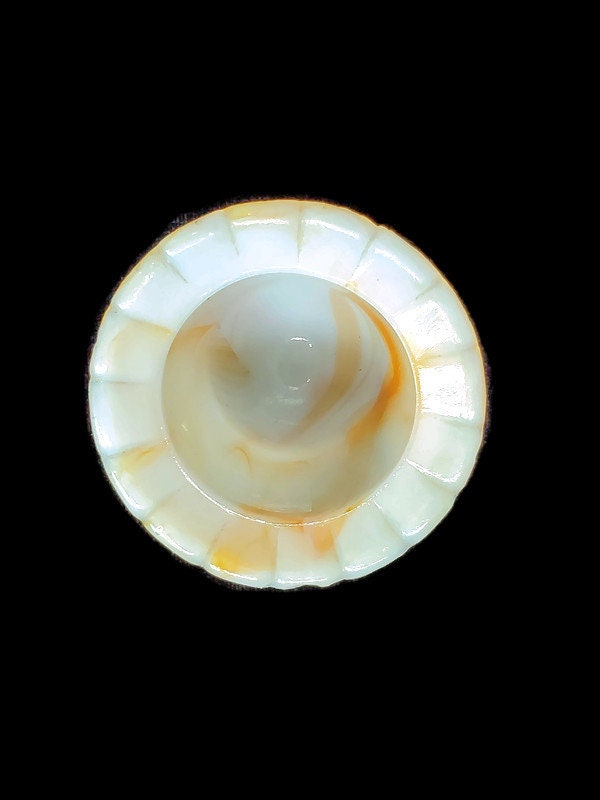 Slag Glass White/Orange Tiny Urn Shaped Container