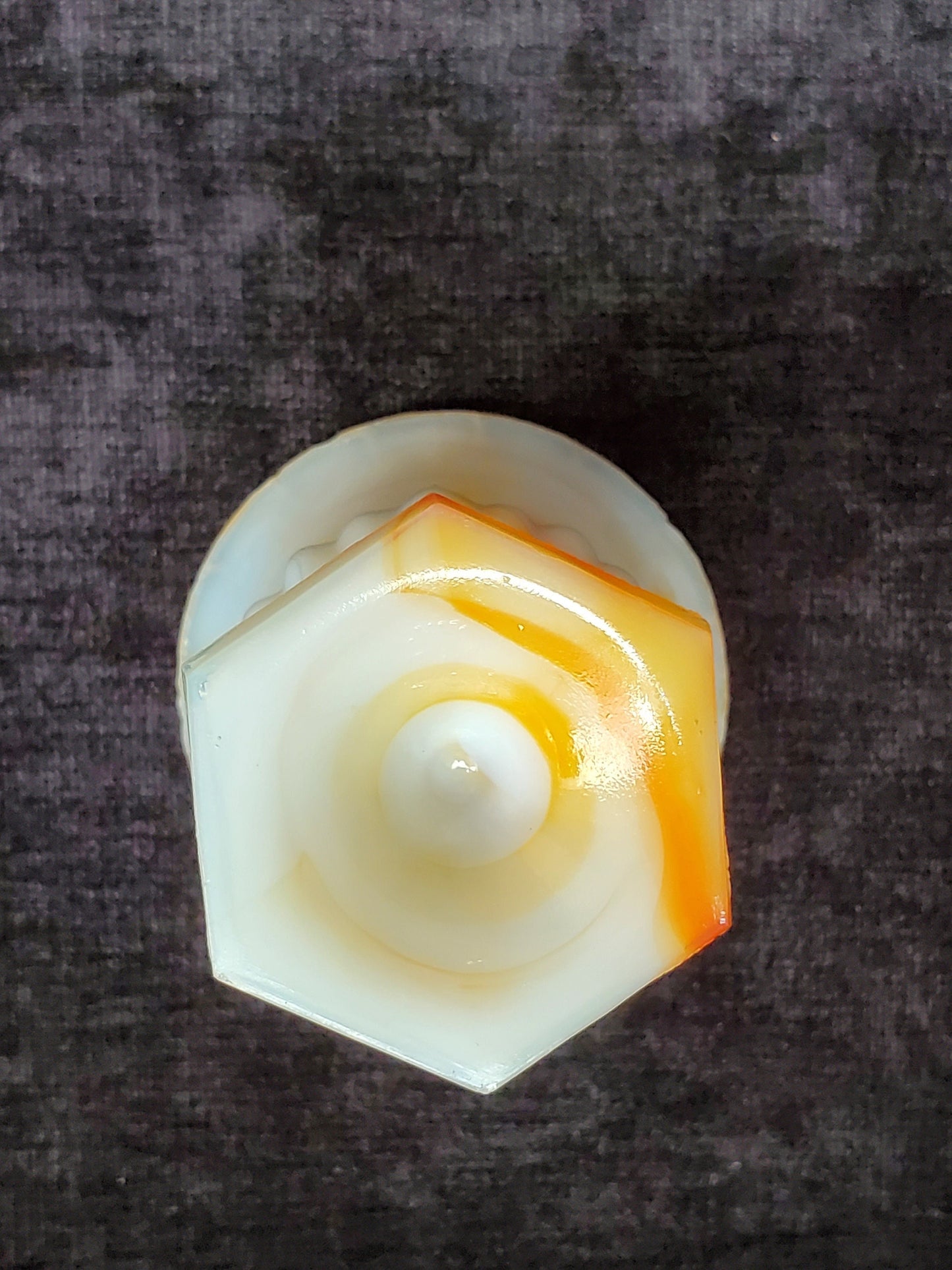 Slag Glass White/Orange Tiny Urn Shaped Container
