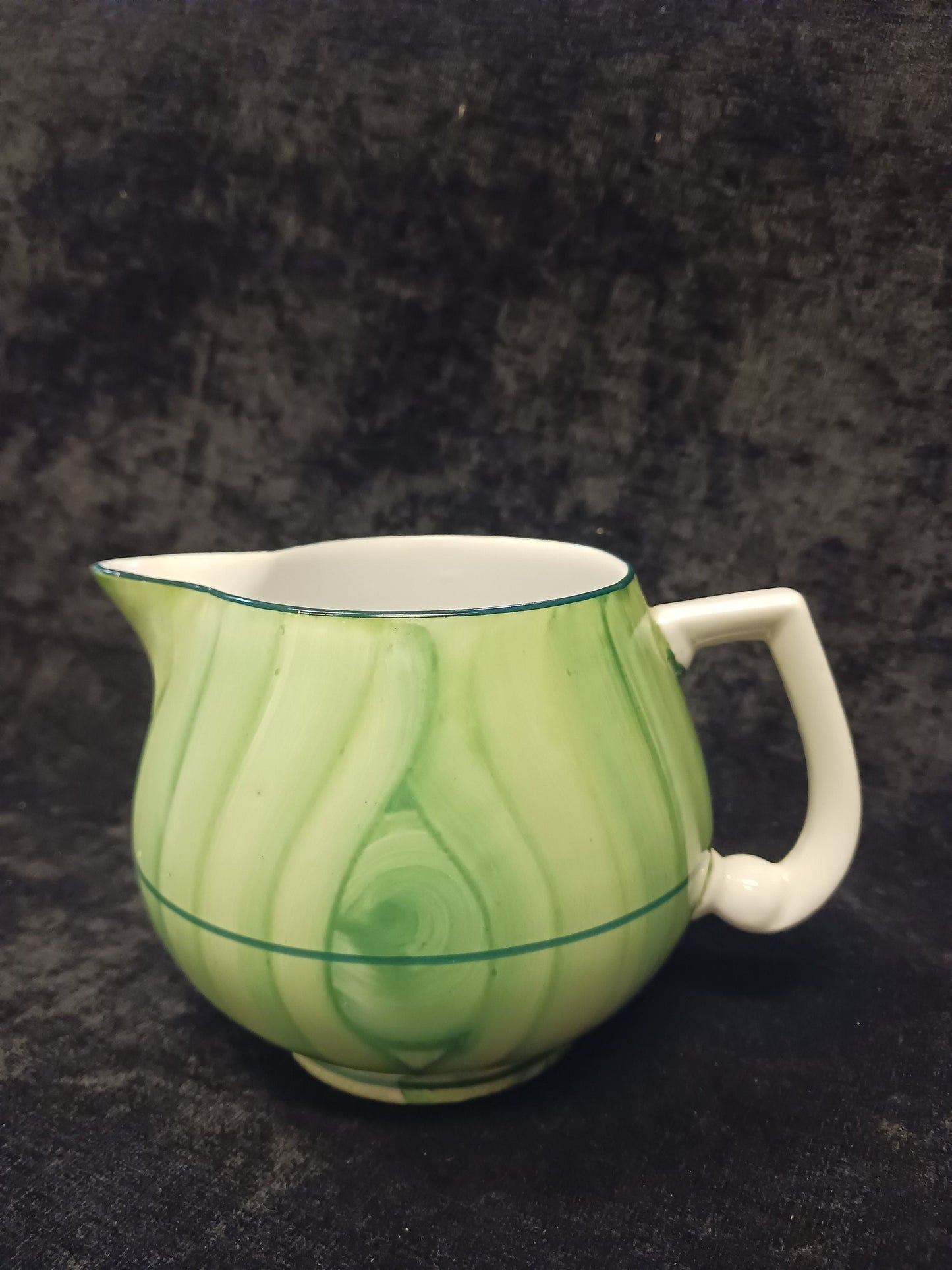 Green Hand Painted Erphila Milk Pitcher - Made in Czechoslovakia - Post 1920s Imports