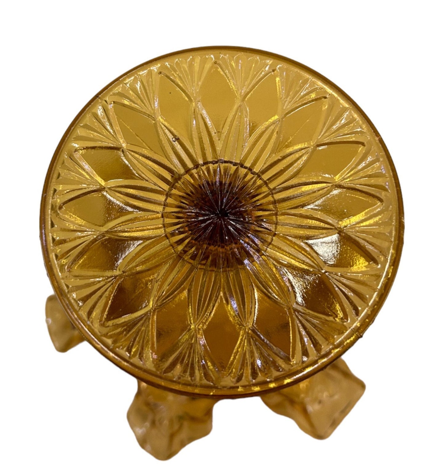 Fenton Virginia Glass- Compote Bowl- Fenton Honey Brown Crimped Ruffle Glass