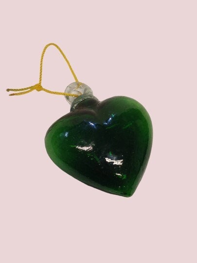 Blown Glass Heart Ornament - Window Sun Catcher - Fan Pull Decoration