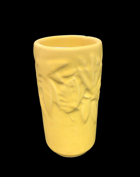 Matte Yellow Nelson McCoy Butterfly Vase - Small Pale Yellow Ceramic Vase - Popular McCoy Pottery - 6 inch Butterfly Vase