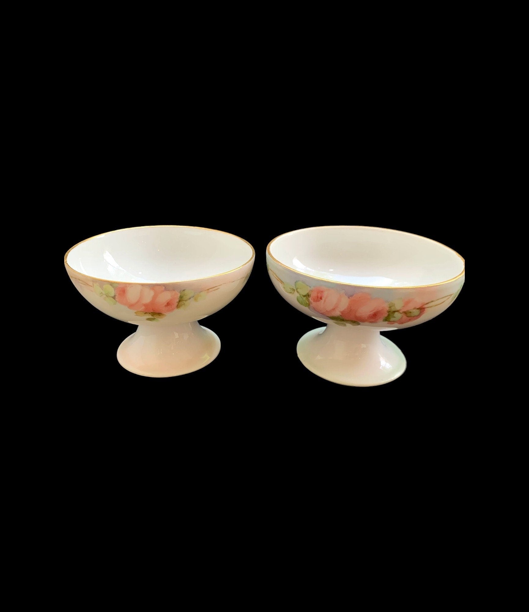 Hand Painted DC France Maley Design, Compote Dishes - Set of 2 - Vintage