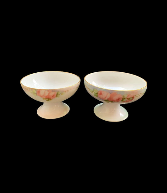 Hand Painted DC France Maley Design, Compote Dishes - Set of 2 - Vintage