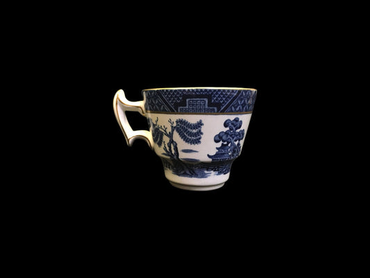 Booths "Real Old Willow" China DemitasseTeacups made in England Blue and White - 1940s Vintage