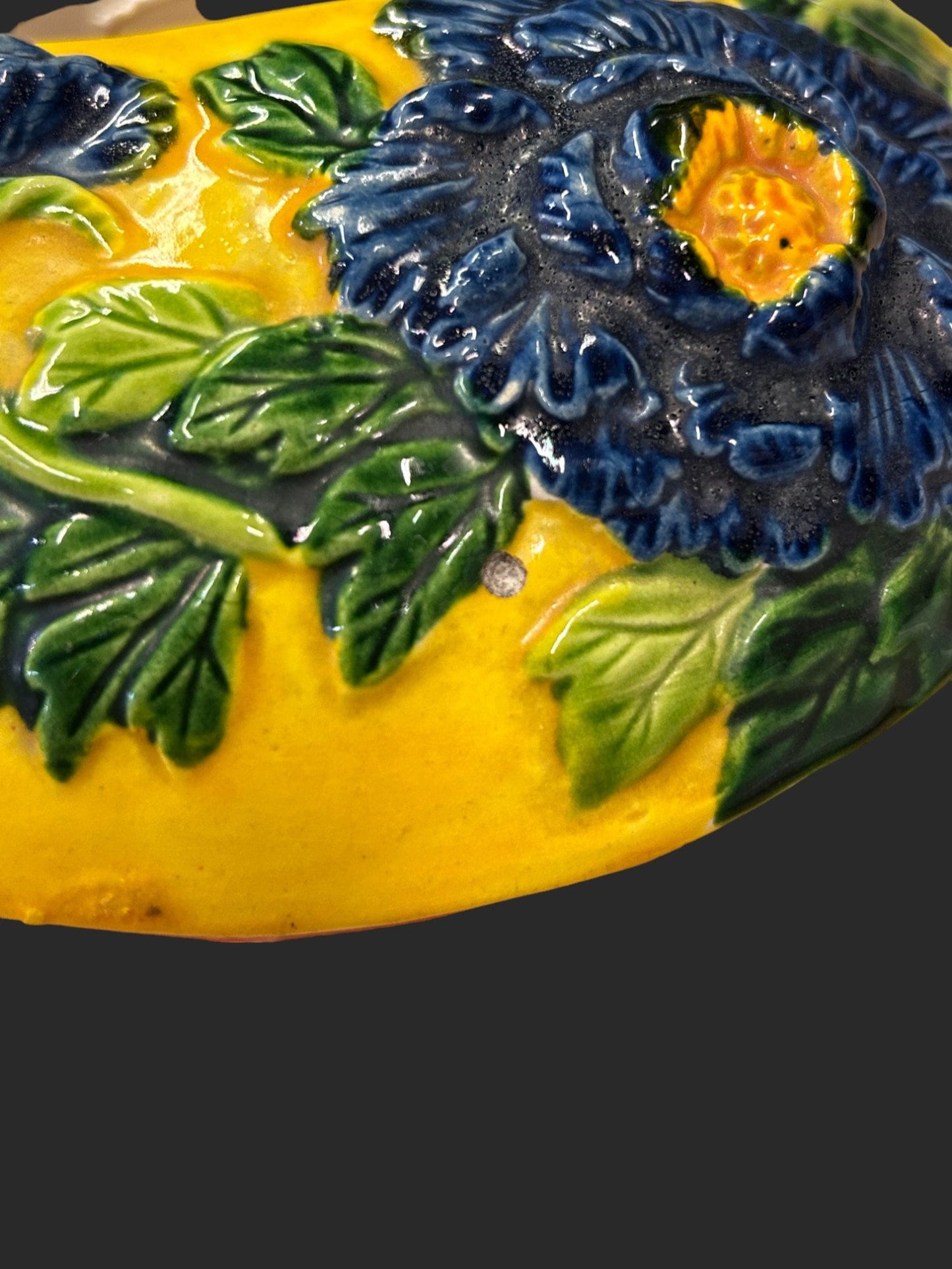 Parrot Wall Pocket With Large Flowers - Colorful Wall Pocket- Made in Japan - Suspends from ceiling or the Wall - Hang from Bracket or Chain