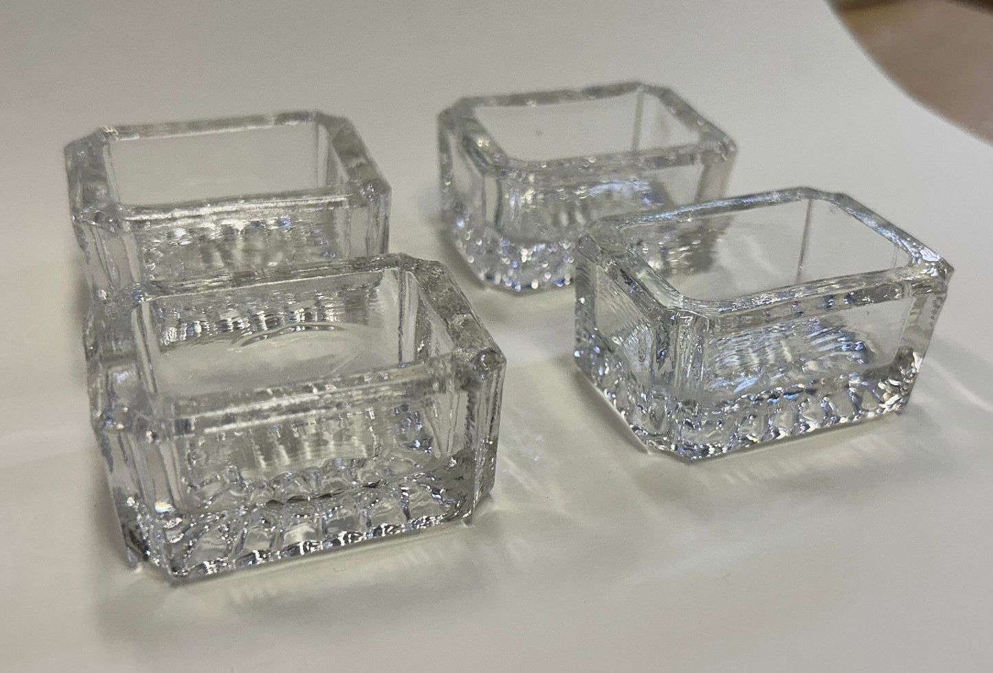 Crystal Salt Cellars - Rectangular Shaped - Perfect Condition - Sold as set