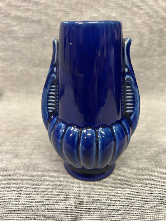 Cobalt Blue Art Deco Pottery Vase - Art Deco 1920s Style- Small 4.25"T Deco Vase - Perfect Decoration for a Desk top - Navy Blue Decor
