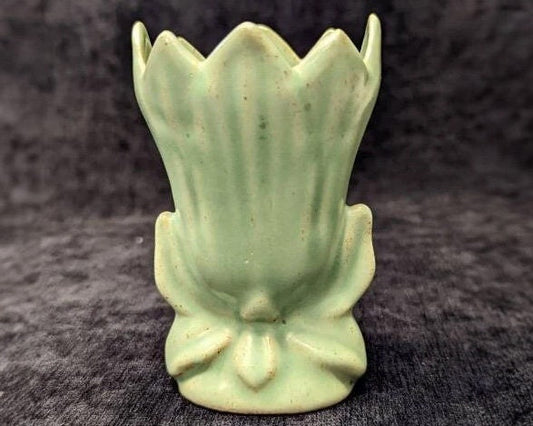 Small Pottery Teal/Mint Green Lotus Blossom Vase