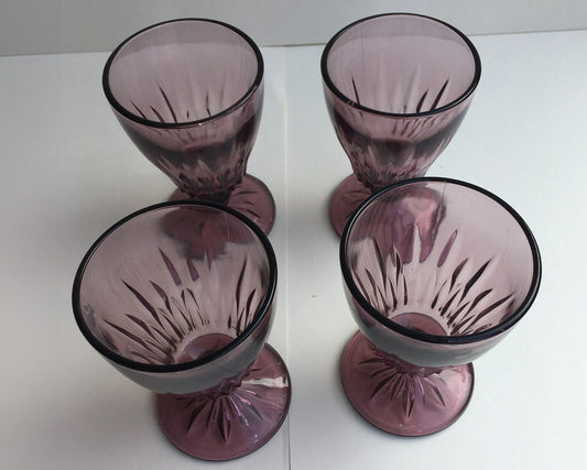 Hazel Atlas Purple Amethyst Moroccan Glasses - 4.5 Inches, Small,  4 Available each Sold Separately