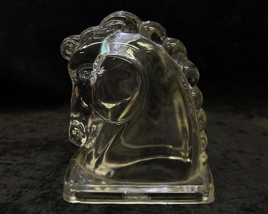 Vintage Federal Glass - Art Deco 1920s Pressed Glass Horse Head Bookend -Federal Glass Bookend - Equestrian Décor