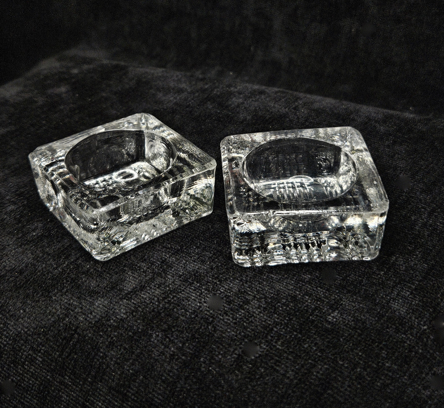 Set of Two, Square, Depression Glass Salt Cellars- Single Serving Salt Dishes - Salt for One - Only Way to Serve Salt Before 1911
