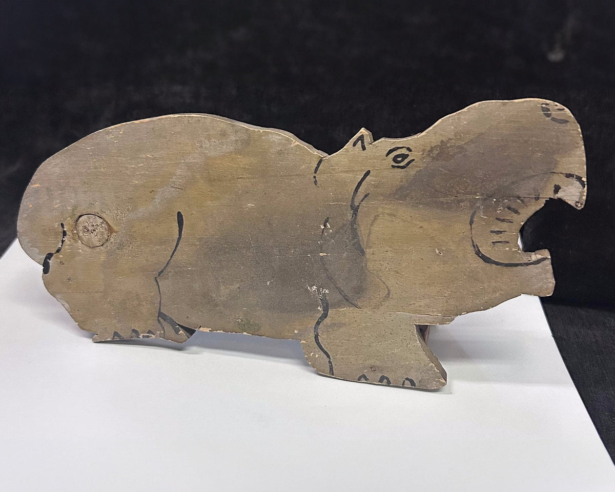 Hand Crafted Wooden Hippopotamus - Tramp Art Hippo - Fun Wood Sculpture