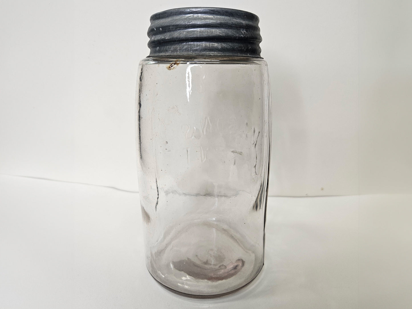 Masons Patent Jar And Lid - Mason Jar with Square Shoulders - Pale Lavender Glass Mason's Patented Canning Jar - Hard To Find Color in Qt Jar