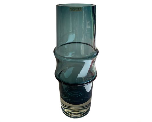 Blue Crystal Teal Blue Vase (Large) by Tamara Aladin of Riihimaki Lasi Oy in Finland - Finncristall Label