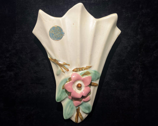 McCoy Hand Painted Blossomtime Wall Pocket - With Original Logo Tag