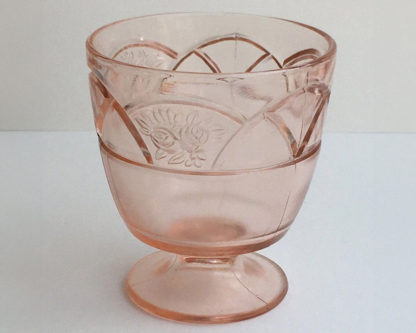 Rare Rosemary Federal Glass Company Pink Depression 1930s Sugar Bowl