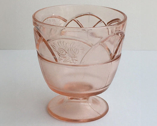 Rare Rosemary Federal Glass Company Pink Depression 1930s Sugar Bowl
