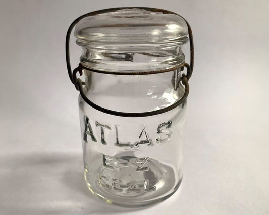 Clear Pint Atlas E-Z Seal Jar - early Hazel Atlas Logo -Glass Lid Included