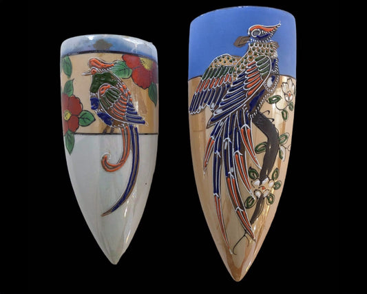 Colorful Bird on Luster Wall Pockets- Sold Individually