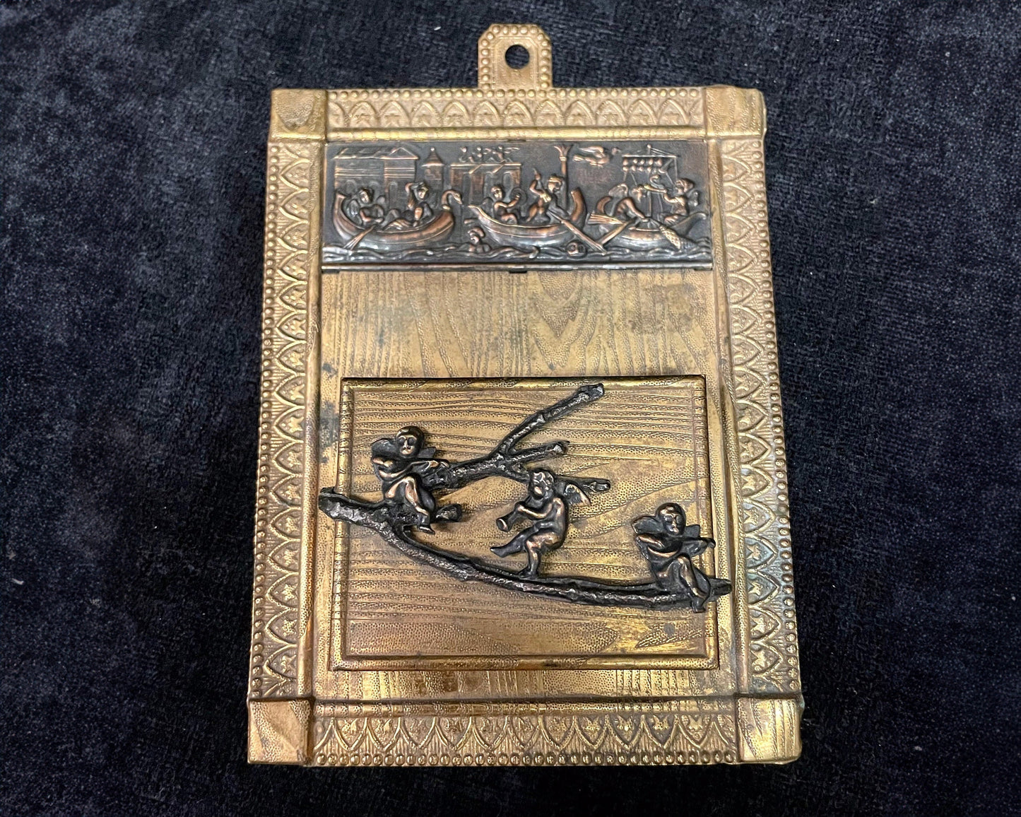 Brass Match Safe Holder Victorian Cherubs and Gondolas
