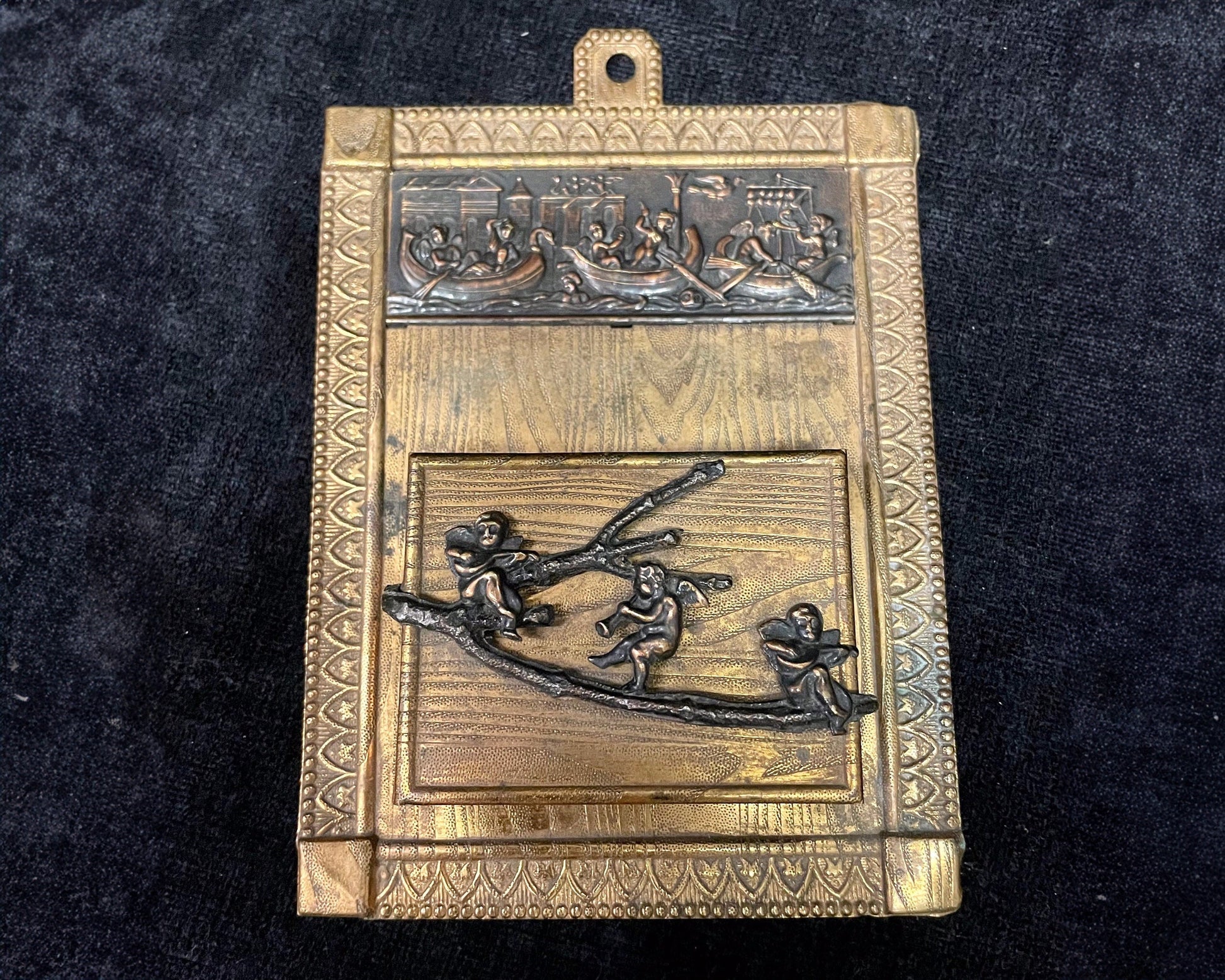 Brass Match Safe Holder Victorian Cherubs and Gondolas