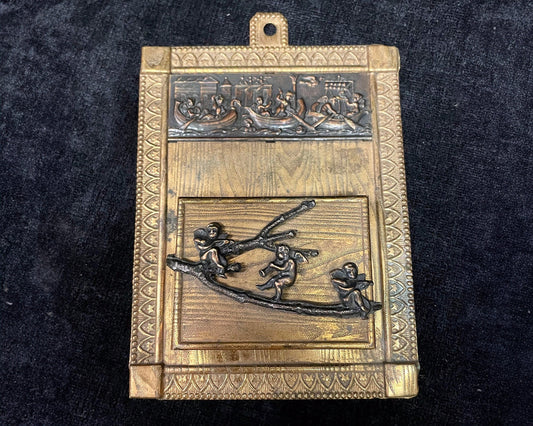 Brass Match Safe Holder Victorian Cherubs and Gondolas