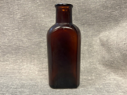 Dark Reddish-Brown Glass Medicine Bottle - Cork and Wire Stopper Style - early 1900s