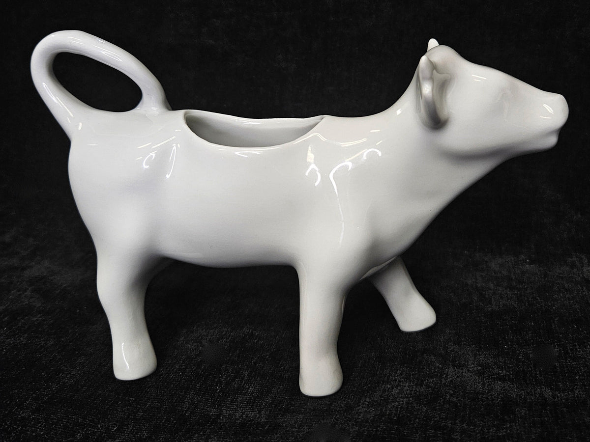 Classic French Cow Creamer - Porcelain Cow Pitcher - Pullivuyt, France - Farm House Kitchen Perfect - Marked Made in France