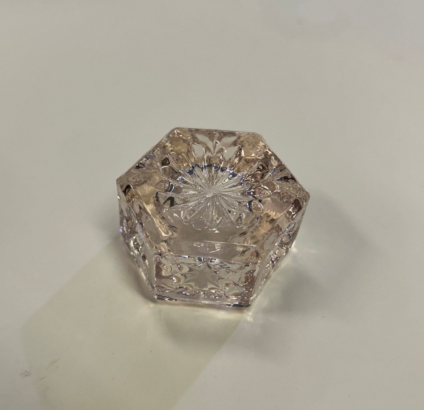 Salt Cellar - Pink Depression Glass - Rose Colored Glass With Star Pattern
