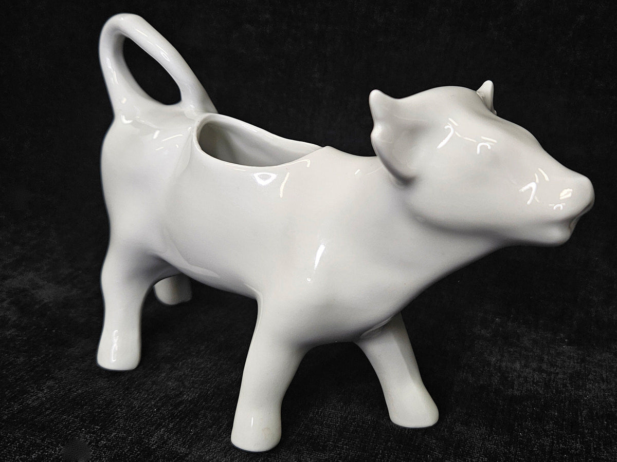 Classic French Cow Creamer - Porcelain Cow Pitcher - Pullivuyt, France - Farm House Kitchen Perfect - Marked Made in France
