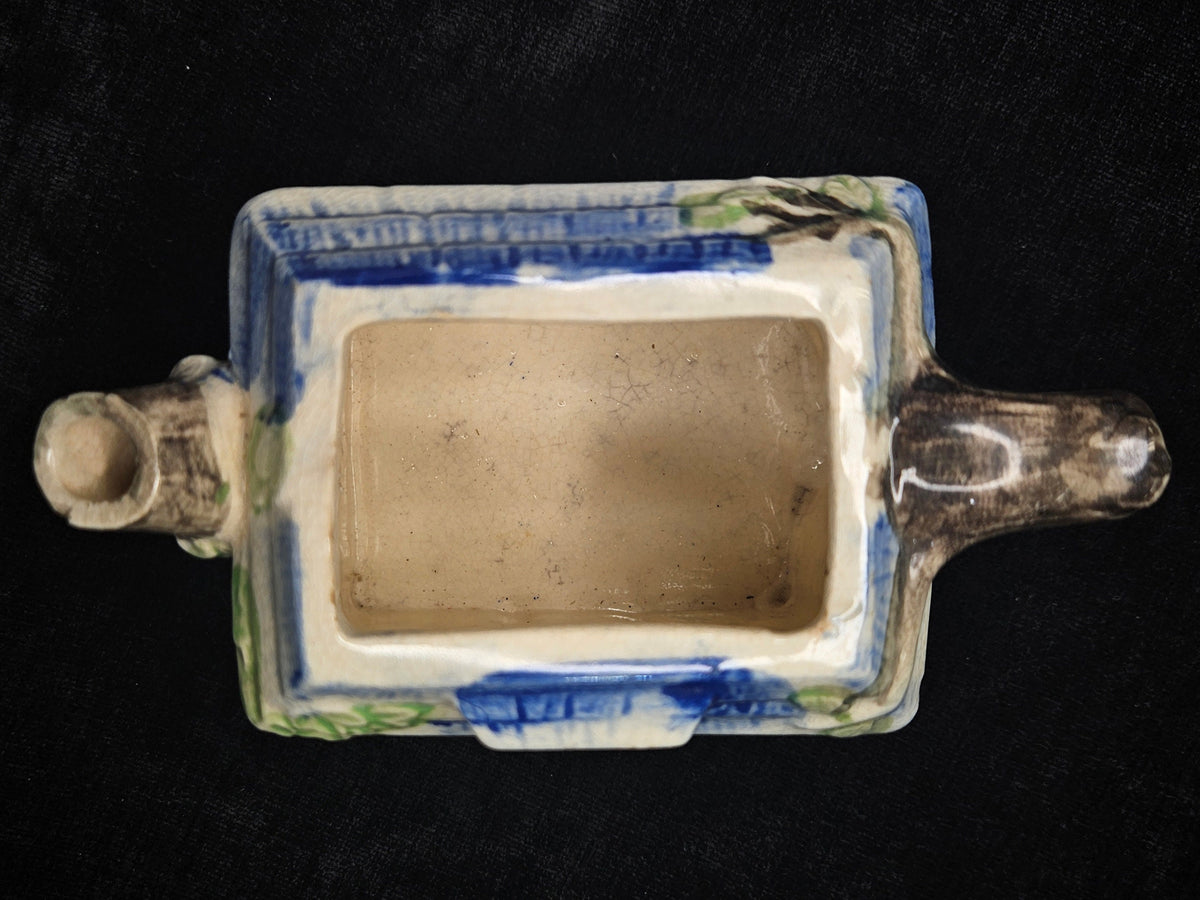 1950's Japanese Ceramic Cottage Teapot- Midcentury Thatch Roof House Pottery - Single Serving teapot - Child's teapot