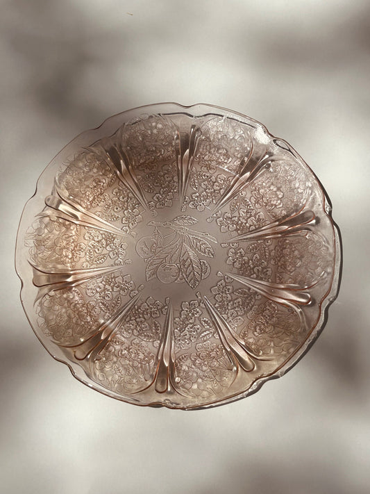 Jeannette Cherry Blossom Pink Depression Glass 7" Salad/Lunch Plates- Set of 8 Plates in Cherry Blossom Pink by Jeanette - Lovely Pink Glass