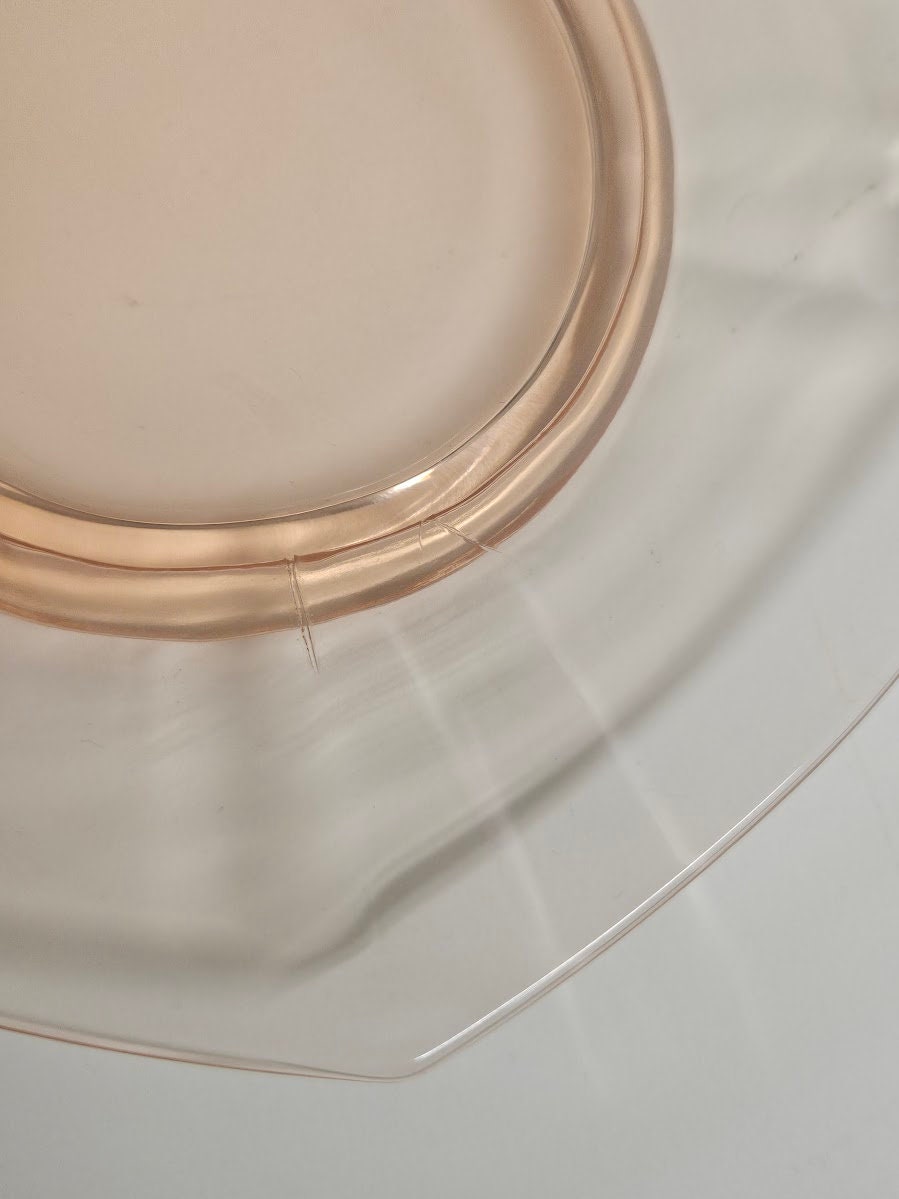 Pink Depression Glass Hexagonal Handled Plate - Anchor Hocking Pink Wedding Ware - Pink Shower Tray - Pink Cake Tray